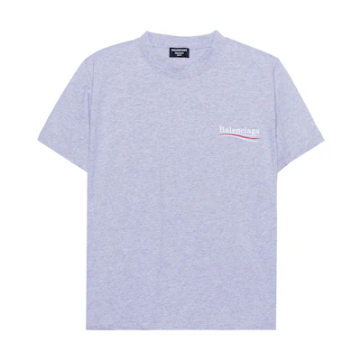 Balenciaga Grey Slim-Fit Graphic Logo Print Crewneck T-Shirt. 620967TKVJ11379