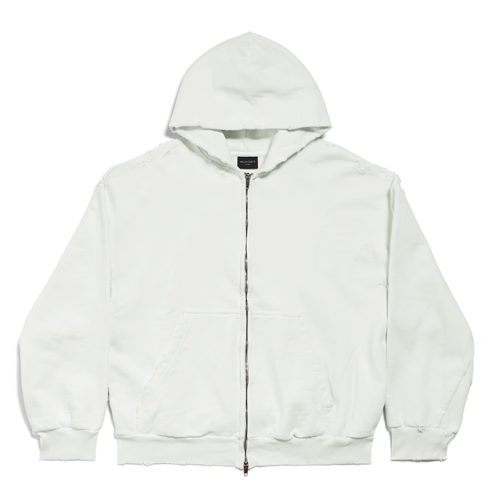 Balenciaga Grey Solid Color Zip-Up Hoodie Jacket Long Sleeve 803264TRVA29081