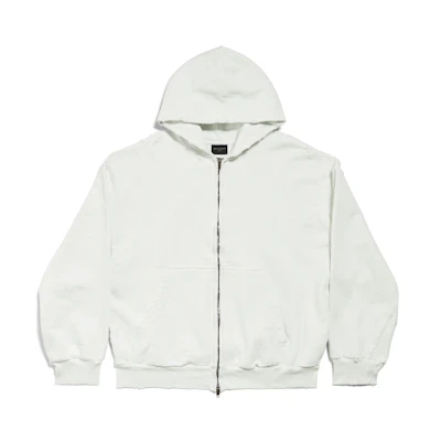 Balenciaga Grey Solid Color Zip-Up Hoodie Jacket Long Sleeve 803264TRVA29081