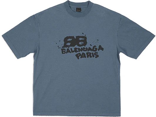 Balenciaga 手繪BB標誌T恤 洗水藍/黑 SS23 休閒短袖。 612966TNVN44183 Order Balenciaga 手繪BB標誌T恤 洗水藍/黑 SS23 休閒短袖。 612966TNVN44183