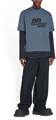 Balenciaga 手繪BB標誌T恤 洗水藍/黑 SS23 休閒短袖。 612966TNVN44183 Purchase Balenciaga 手繪BB標誌T恤 洗水藍/黑 SS23 休閒短袖。 612966TNVN44183