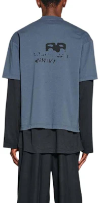 Balenciaga 手繪BB標誌T恤 洗水藍/黑 SS23 休閒短袖。 612966TNVN44183 Sizing Balenciaga 手繪BB標誌T恤 洗水藍/黑 SS23 休閒短袖。 612966TNVN44183
