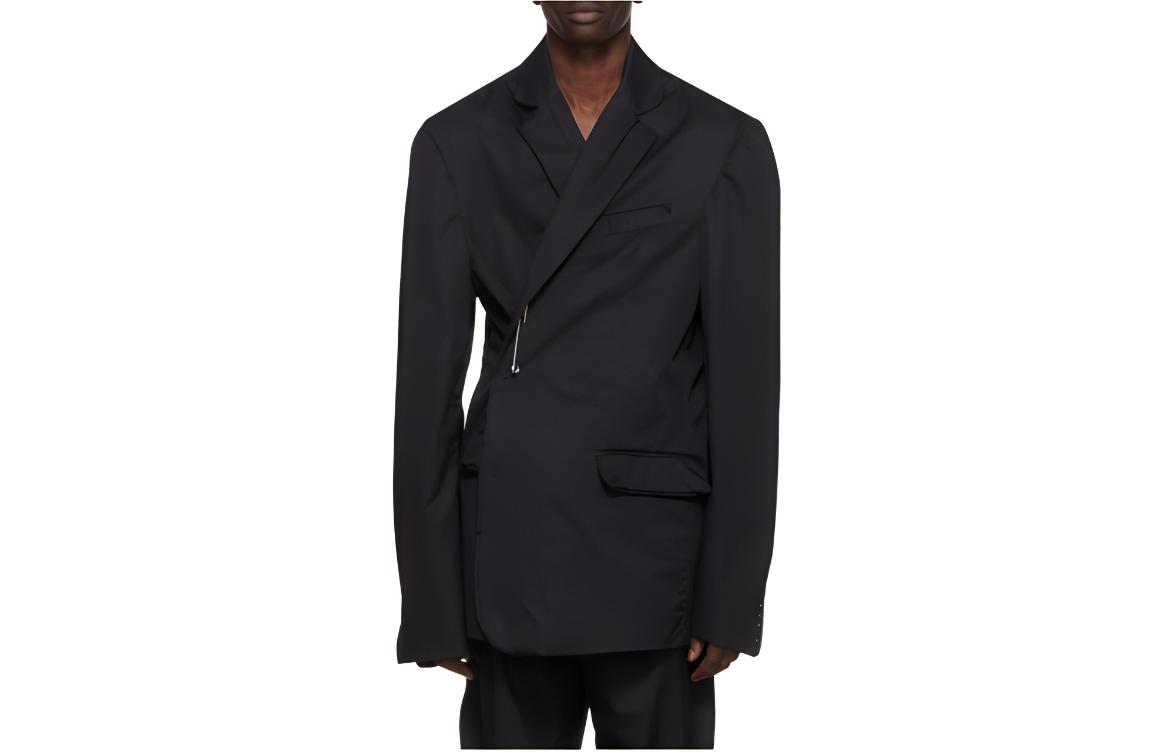 Balenciaga Handstitch SS22 Black Jacket with Split Design & Hardware Details 221342M195002