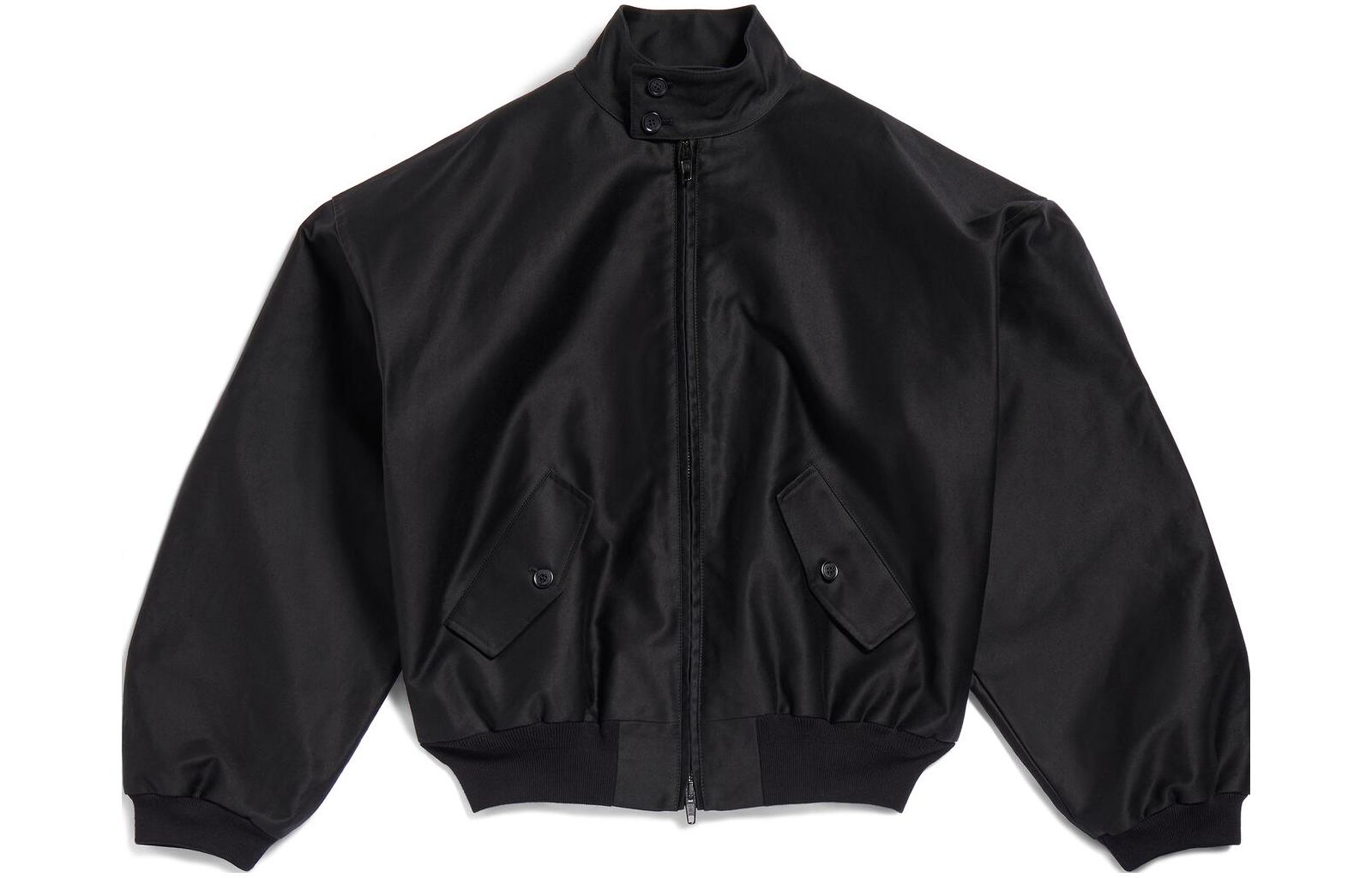 Balenciaga Harrington Jacket Black - Loose-Fit Full-Zip Long Sleeve Jacket 773092TPP071000