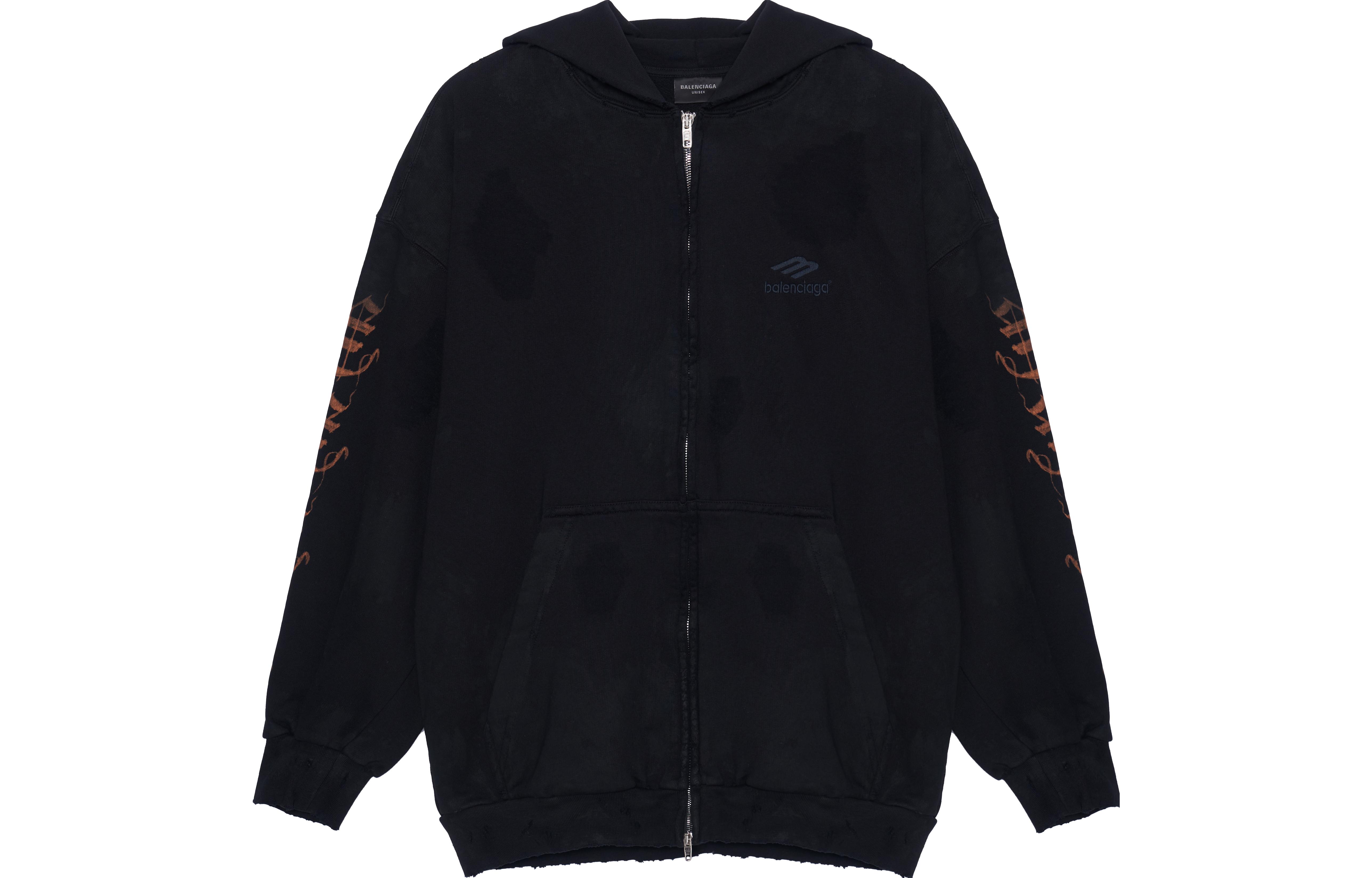 Balenciaga Heavy Metal FW23 Graphic Print Slim Fit Unisex Hoodie Black. 744454TOVD81055