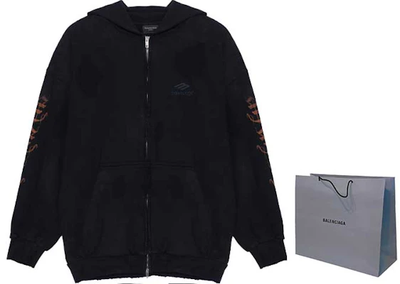 Balenciaga 重金屬FW23圖案印花修身版男女連帽衫黑色 744454TOVD81055 Shop Balenciaga 重金屬FW23圖案印花修身版男女連帽衫黑色 744454TOVD81055