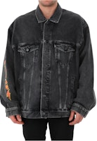 Balenciaga Heavy Metal SS22 Logo Print Denim Jacket Black Long Sleeve. 694504TBP471055 Balenciaga Heavy Metal SS22 Logo Print Denim Jacket Black Long Sleeve. 694504TBP471055