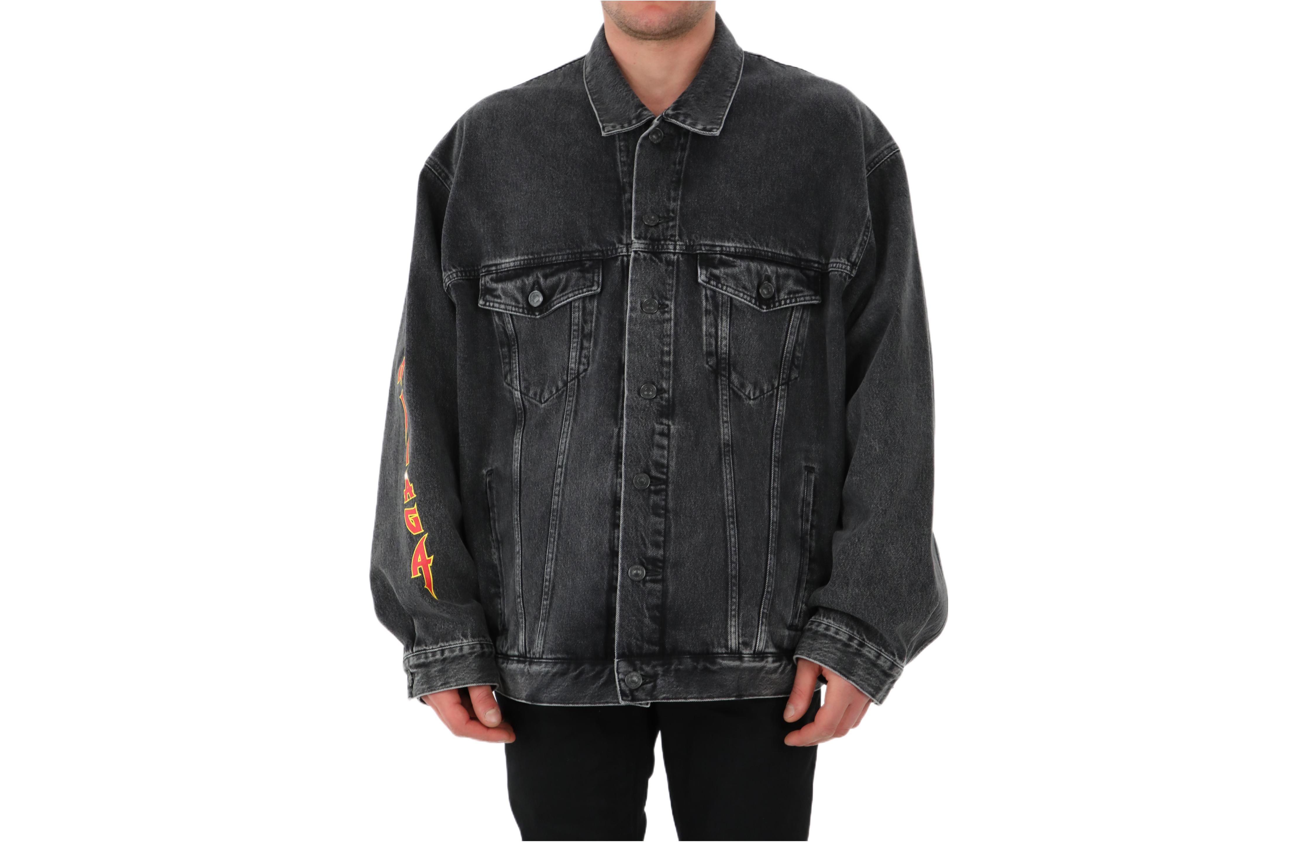 Order 巴黎世家重金属SS22标志印花黑色长袖牛仔夹克. 694504TBP471055