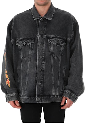 巴黎世家重金属SS22标志印花黑色长袖牛仔夹克. 694504TBP471055 Order 巴黎世家重金属SS22标志印花黑色长袖牛仔夹克. 694504TBP471055