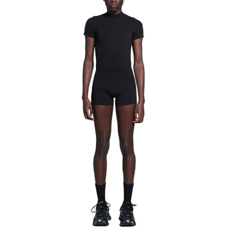 Buy Balenciaga High-Neck Plain Casual Short Sleeve T-Shirt Black  Regular Fit 6816444B4B61000