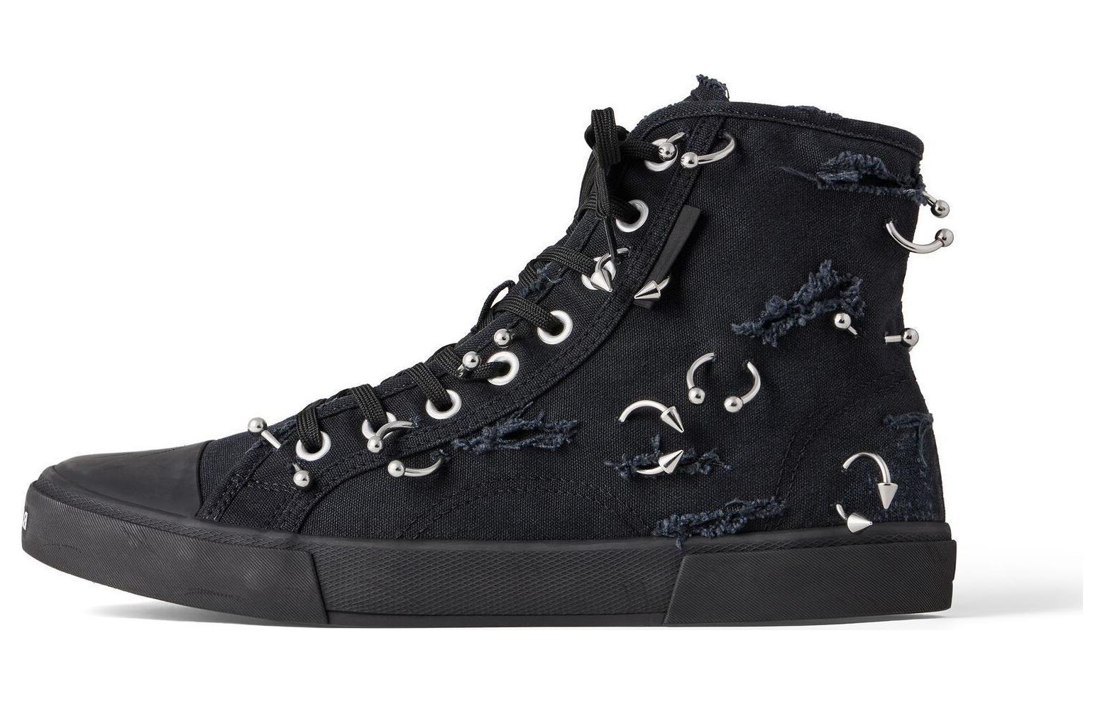 Balenciaga High-Top Canvas 'Distressed Black' 688752W3RCQ1000