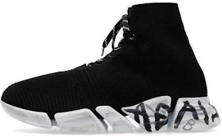 Balenciaga Speed 2.0 Lace Up Sneakers 'Black Recycled Knit and White Sole Unit' 617258W2DD41091 Balenciaga Speed 2.0 Lace Up Sneakers 'Black Recycled Knit and White Sole Unit' 617258W2DD41091