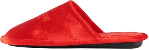 Balenciaga Home Embroidered Velvet Red Slippers 617603W2BS16501 Balenciaga Home Embroidered Velvet Red Slippers 617603W2BS16501