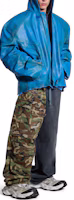 Shop Balenciaga Hooded Biker Jacket Blue Loose Fit Zip Long Sleeve Outerwear 790201TQS164210