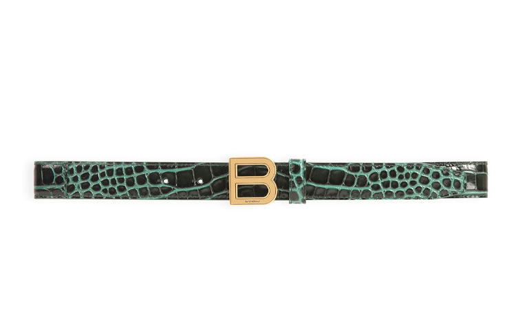 Order Balenciaga Hourglass 2.5cm Green Croc-Embossed Leather Belt Unisex 6408281LR043011