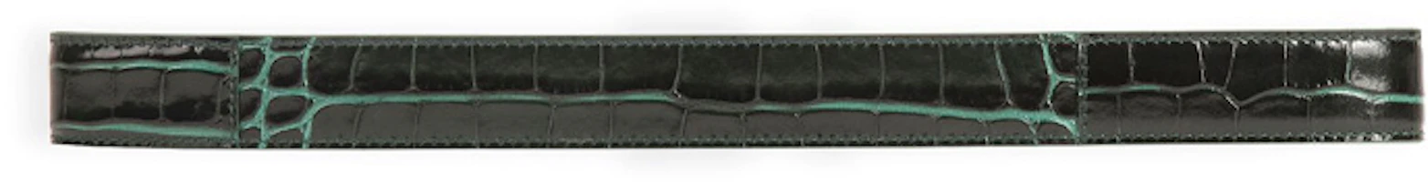 Lookbook Cinturón Unisex Balenciaga Hourglass 2.5cm de Cuero Verde con Relieve Croco 6408281LR043011