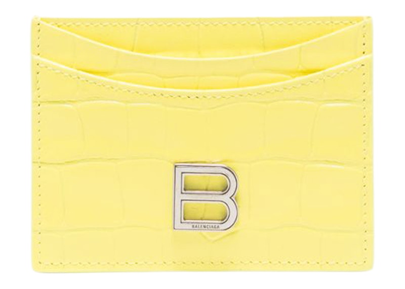 Balenciaga Hourglass Croc Embossed (4 Card Slots 1 Slip Pocket) Card Holder Yellow