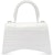 Balenciaga Hourglass Crocodile Embossed Top Handle Bag XS White
