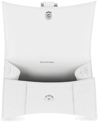 Balenciaga Hourglass Crocodile Embossed Top Handle Bag XS White Lookbook Balenciaga Hourglass Crocodile Embossed Top Handle Bag XS White