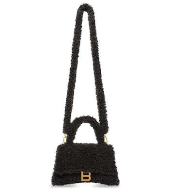 巴黎世家Hourglass毛绒手提包小号黑色 Buy 巴黎世家Hourglass毛绒手提包小号黑色