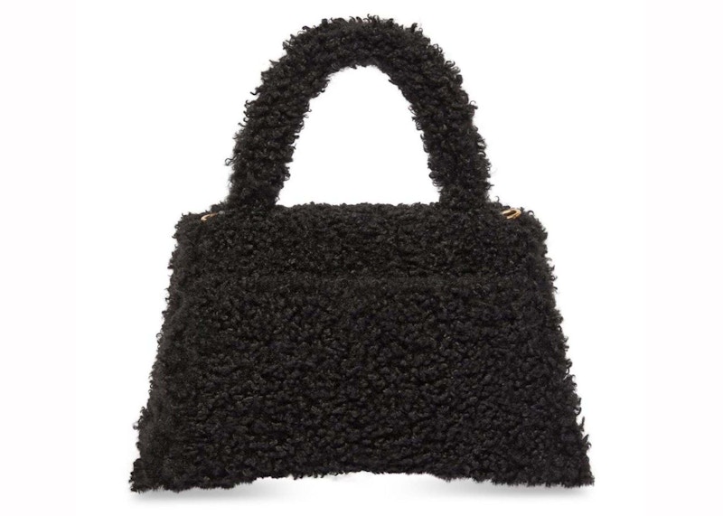 Order 巴黎世家Hourglass毛绒手提包小号黑色