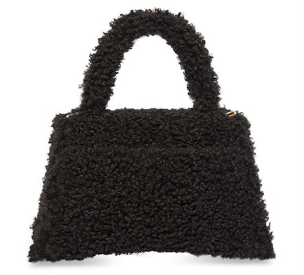 巴黎世家Hourglass毛绒手提包小号黑色 Order 巴黎世家Hourglass毛绒手提包小号黑色
