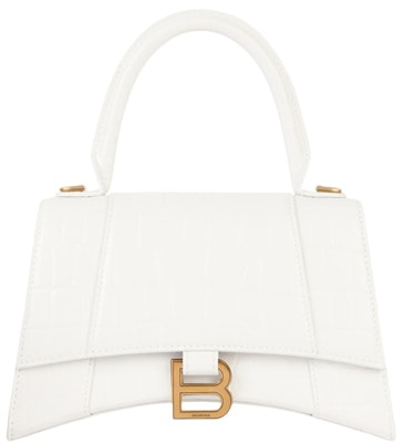 Balenciaga Hourglass Handbag Crocodile Embossed White/Gold-tone Buy Balenciaga Hourglass Handbag Crocodile Embossed White/Gold-tone