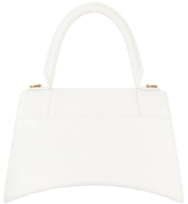 Balenciaga Hourglass Handbag Crocodile Embossed White/Gold-tone Lookbook Balenciaga Hourglass Handbag Crocodile Embossed White/Gold-tone