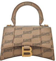 Balenciaga Hourglass Handbag XS BB Monogram Beige/Brown Balenciaga Hourglass Handbag XS BB Monogram Beige/Brown