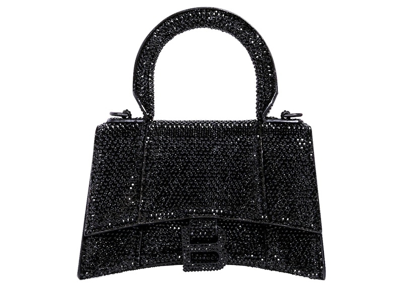 Balenciaga Hourglass Handbag XS Rhinestone Black