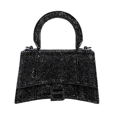 Balenciaga Hourglass Handbag XS Rhinestone Black