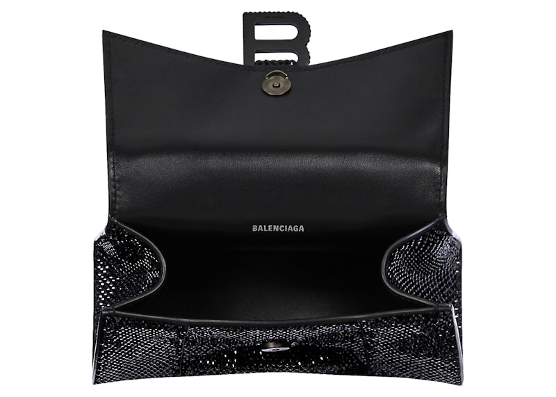 Shop バレンシアガ アワーグラス XS ハンドバッグ ラインストーン付き ブラック