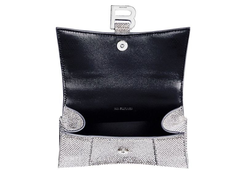 Shop Tas Balenciaga Hourglass XS Rhinestone Abu-abu