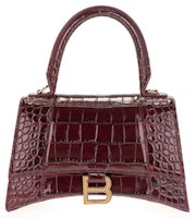 Balenciaga Hourglass Hourglass S Top Handle Bag Crocodile Embossed Burgundy Balenciaga Hourglass Hourglass S Top Handle Bag Crocodile Embossed Burgundy