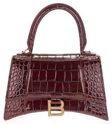 Balenciaga Hourglass Hourglass S Top Handle Bag Crocodile Embossed Burgundy Buy Balenciaga Hourglass Hourglass S Top Handle Bag Crocodile Embossed Burgundy