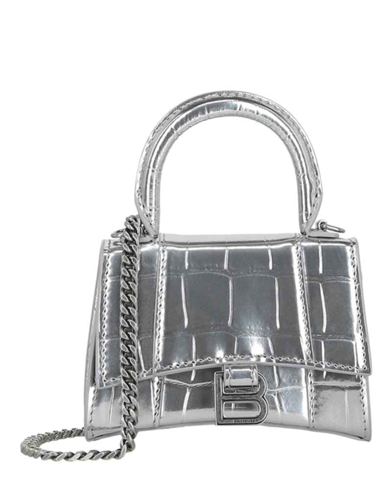 Balenciaga Hourglass Mini Bag With Chain Silver