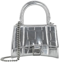 Balenciaga Hourglass Mini Bag With Chain Silver Balenciaga Hourglass Mini Bag With Chain Silver