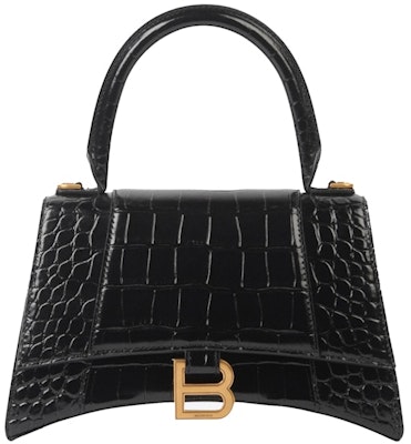 Balenciaga Hourglass Small Top Handle Bag Crocodile Embossed Black Buy Balenciaga Hourglass Small Top Handle Bag Crocodile Embossed Black