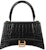 Balenciaga Hourglass Small Top Handle Bag Crocodile Embossed Black