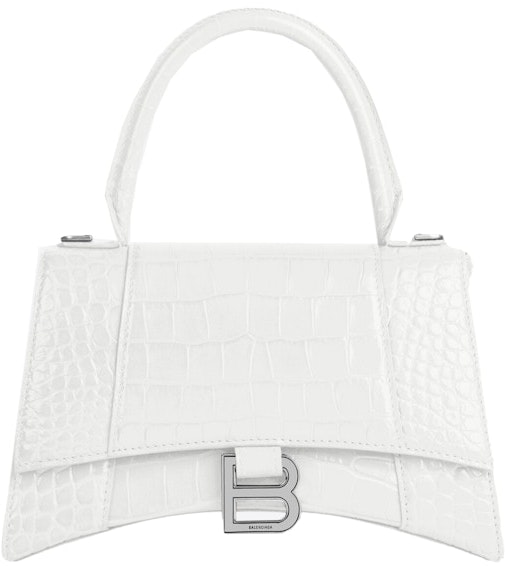 balenciaga-hourglass-small-top-handle-bag-crocodile-embossed-white