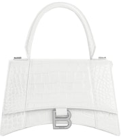 Balenciaga Hourglass Small Top Handle Bag Crocodile Embossed White Balenciaga Hourglass Small Top Handle Bag Crocodile Embossed White