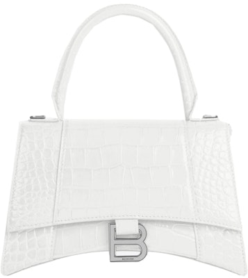 Balenciaga Hourglass Small Top Handle Bag Crocodile Embossed White Buy Balenciaga Hourglass Small Top Handle Bag Crocodile Embossed White
