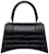 Balenciaga Hourglass Small Top Handle Bag Crocodile Embossed Black