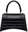 Order Balenciaga Hourglass Small Top Handle Bag Crocodile Embossed Black