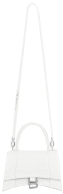 Balenciaga Hourglass Small Top Handle Bag Crocodile Embossed White Lookbook Balenciaga Hourglass Small Top Handle Bag Crocodile Embossed White