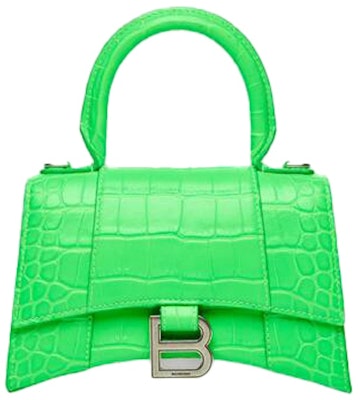 Balenciaga Hourglass Top Handle Bag Extra Small Crocodile Embossed Fluo Green Buy Balenciaga Hourglass Top Handle Bag Extra Small Crocodile Embossed Fluo Green