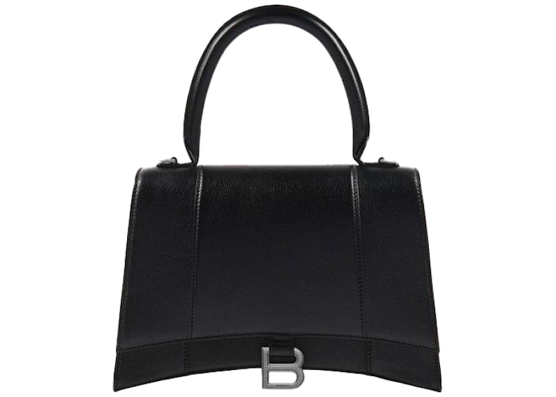 Buy Beg tangan Balenciaga Hourglass pemegang atas sederhana hitam.