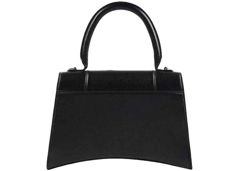 Order Beg tangan Balenciaga Hourglass pemegang atas sederhana hitam.