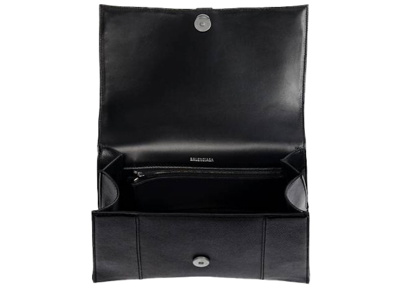 Lookbook Beg tangan Balenciaga Hourglass pemegang atas sederhana hitam.