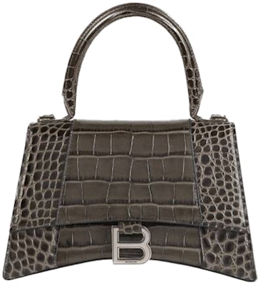 Balenciaga Hourglass Top Handle Bag Small Crocodile Embossed Dark Grey Buy Balenciaga Hourglass Top Handle Bag Small Crocodile Embossed Dark Grey